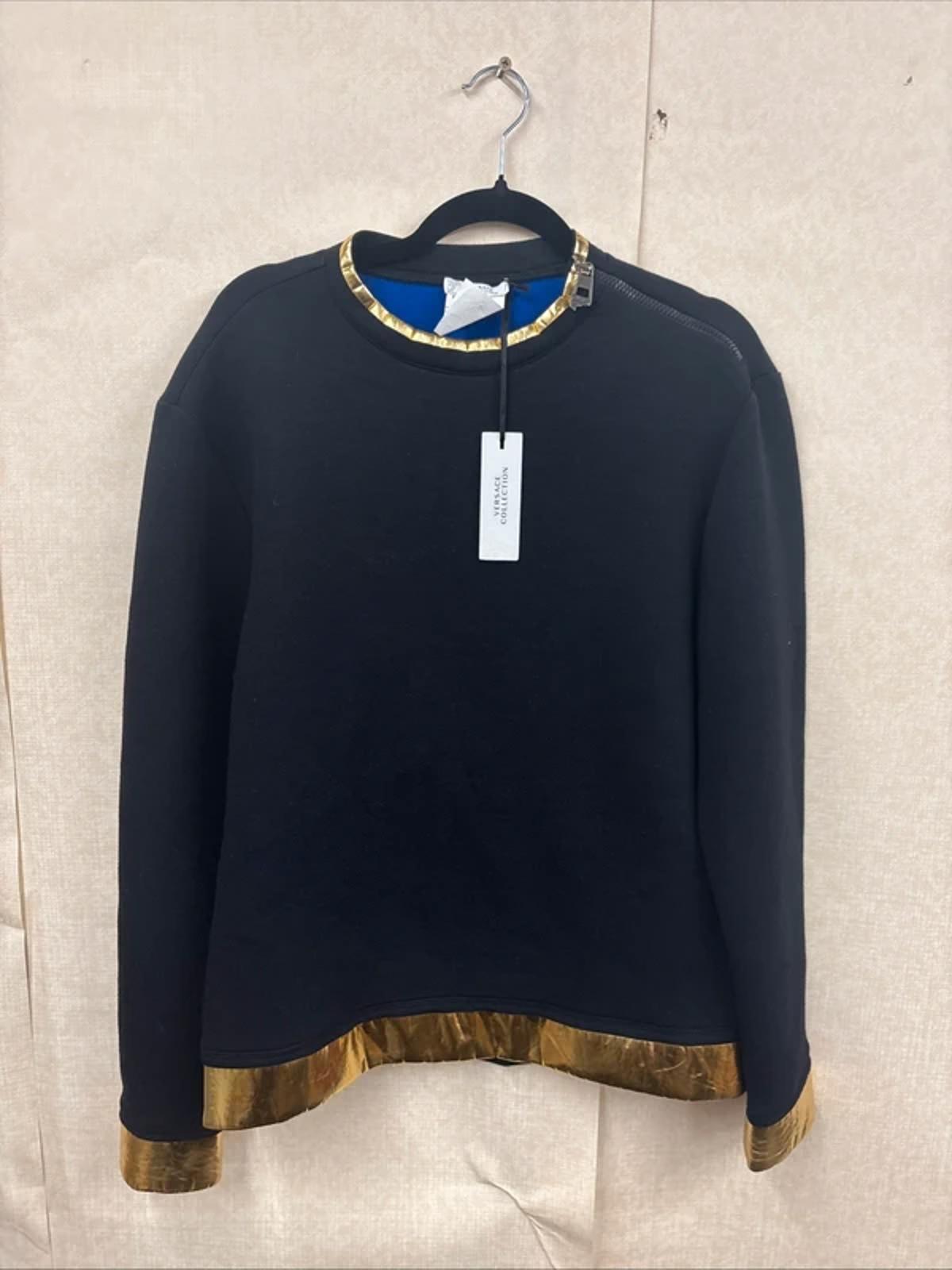 Black Versace Collection Sweatshirt Jumper with Gold Metallic Trim Size M BNWT