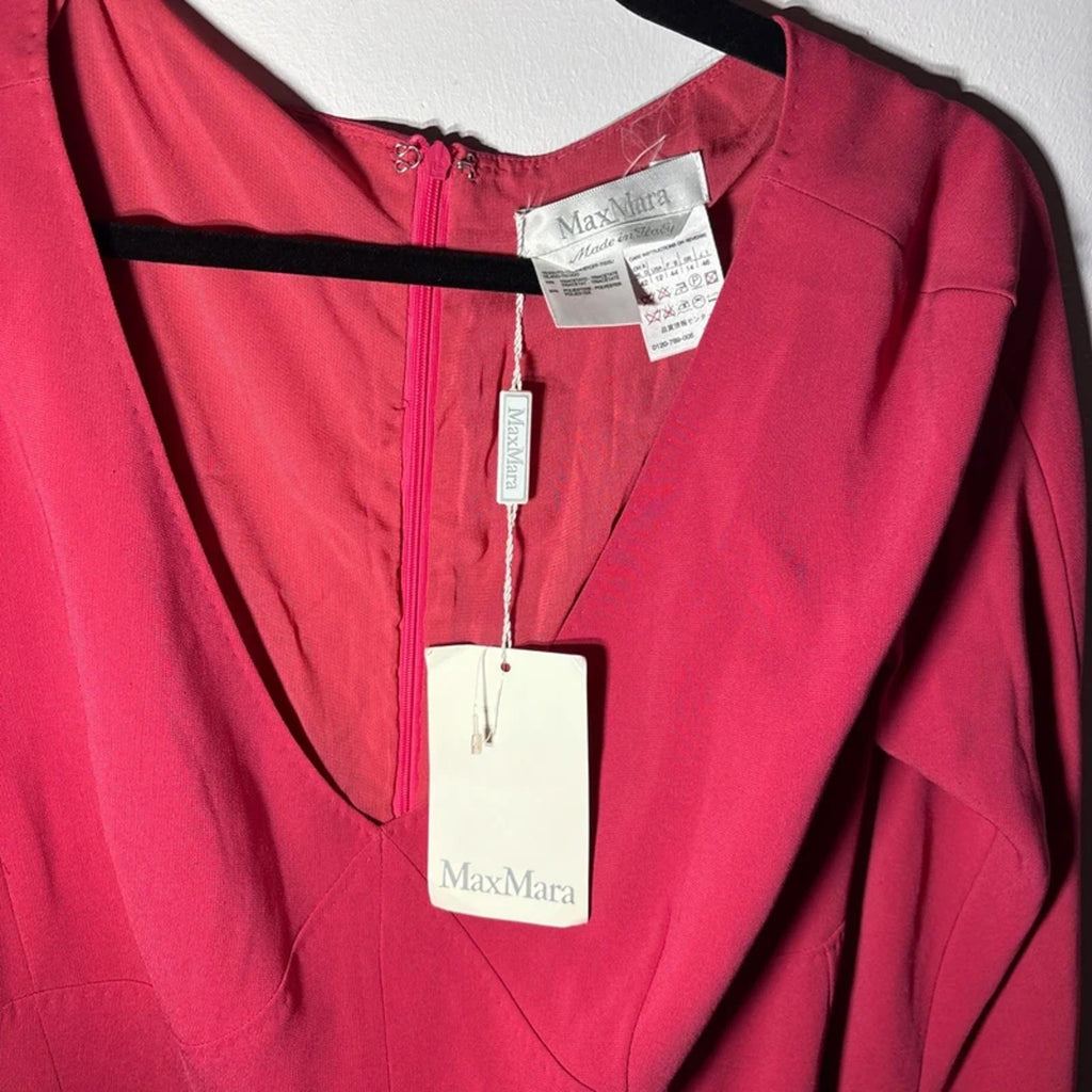 Maxmara Max Mara Dress Red Size 14 UK Made In Italy Triacetate Viscose BNWT