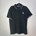 moncler black with red white blue detailing polo shirt tee top 3XL (fits XL)