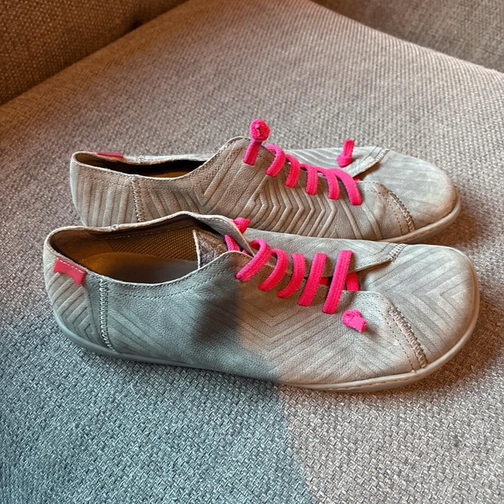 Camper Peu Twins grey nubuck shoes neon pink elastic laces Grey Size 8 (41)