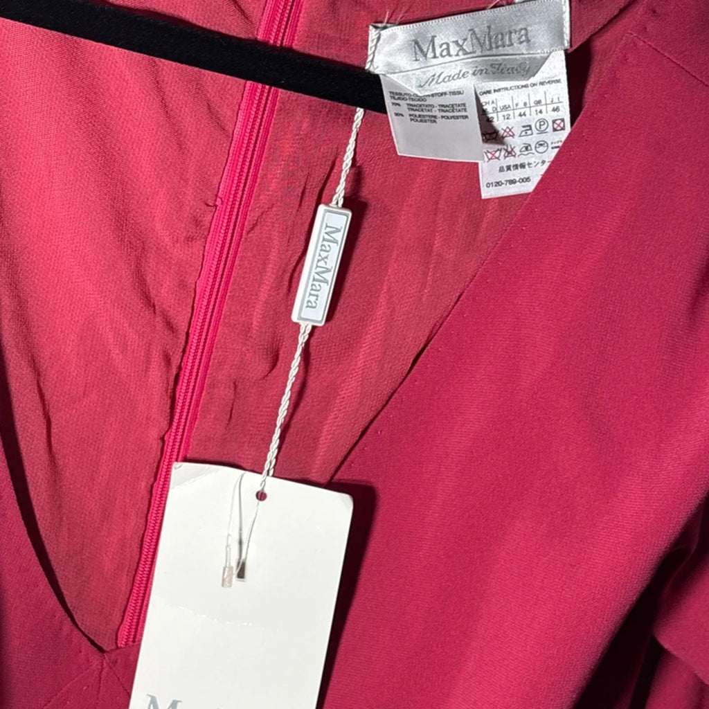 Maxmara Max Mara Dress Red Size 14 UK Made In Italy Triacetate Viscose BNWT