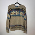 Polo Ralph Lauren Fairisle Cotton Jumper Sweater Snowflake Design Size L Large