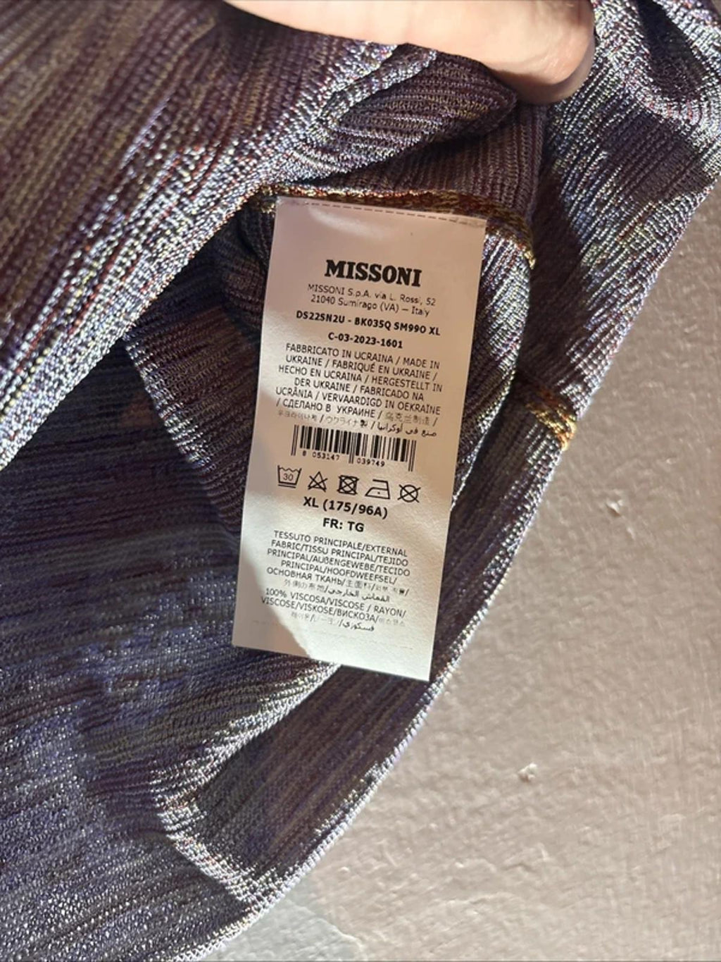 Missoni T-Shirt Multicoloured Crew Sweater Pattern Brand New Size 16 XL RRP £190