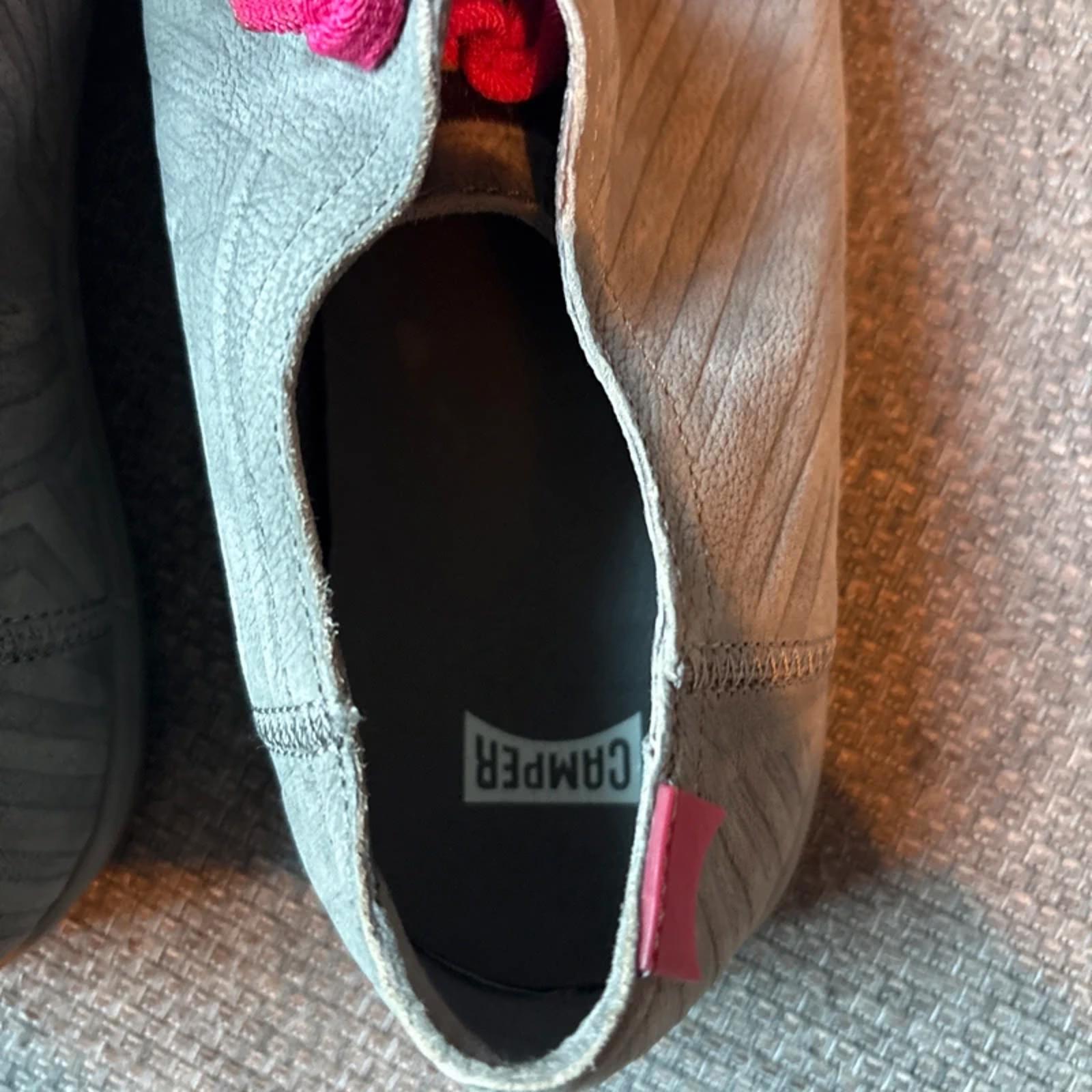 Camper Peu Twins grey nubuck shoes neon pink elastic laces Grey Size 8 (41)