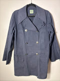 Hermès Paris Double Breasted Wax Cotton Trench Rain Coat L Navy Blue Martingale