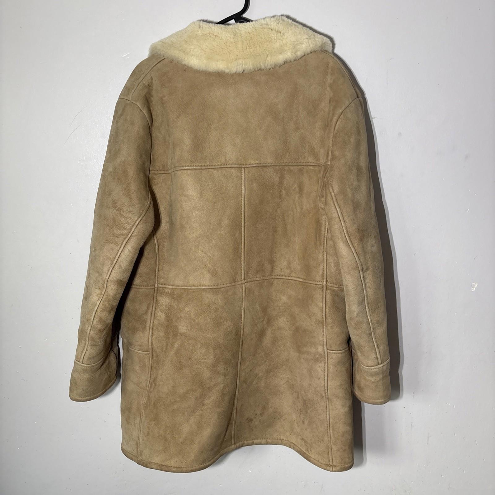 D.T BAYLISS & SON LTD VINTAGE WOMEN'S BROWN SHEEPSKIN COAT SIZE 16UK suede outer