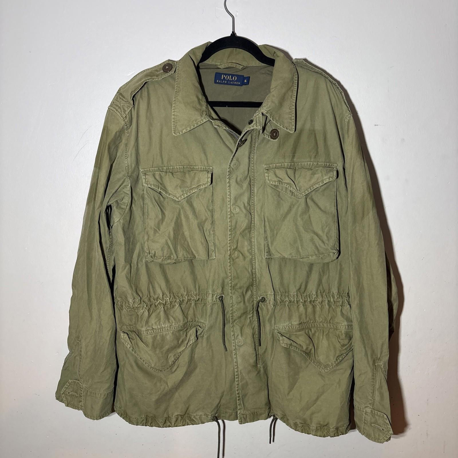 Polo Ralph Lauren olive khaki military combat field jacket guam 5TH squadron XL