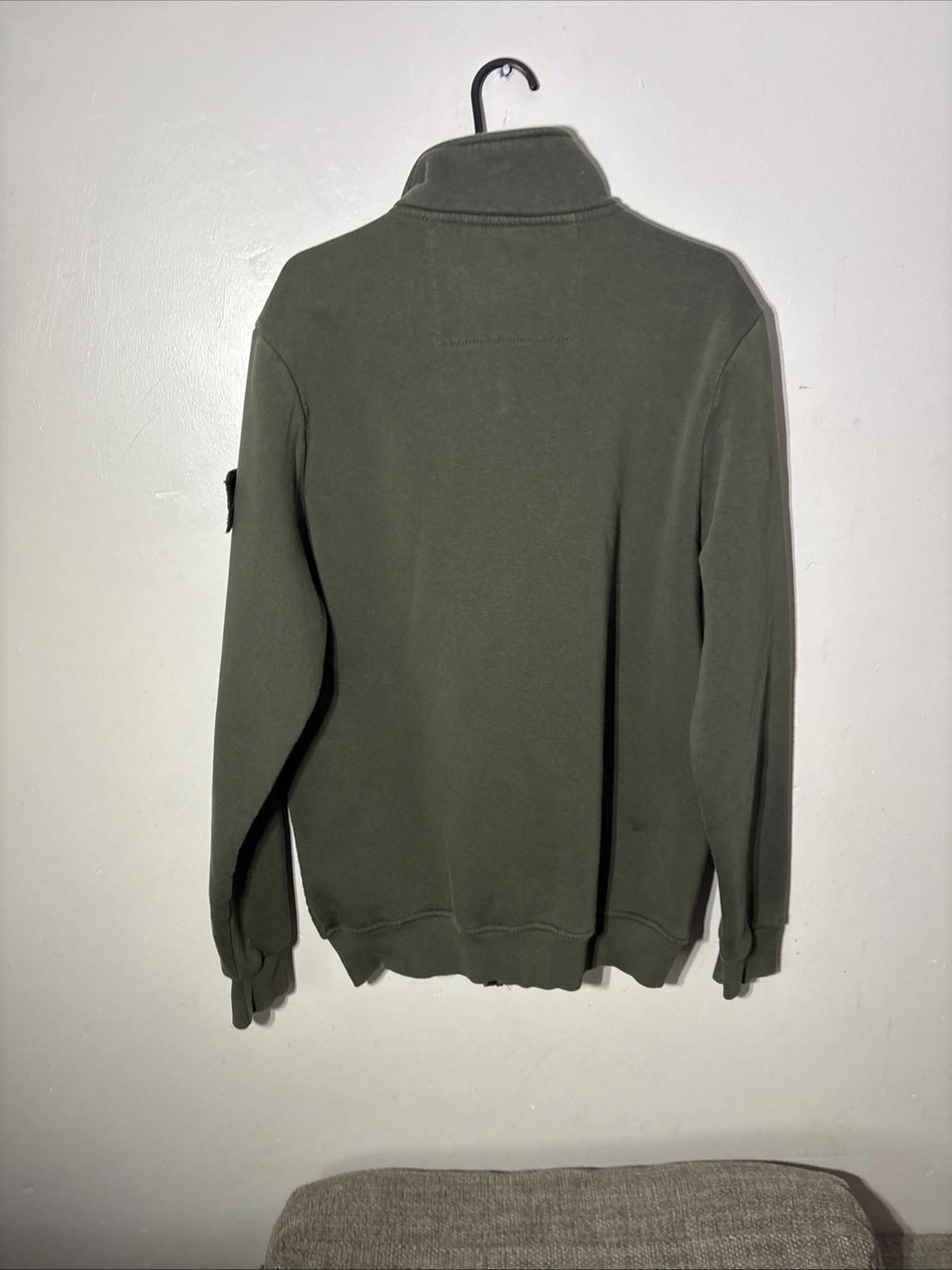 Vintage Stone Island Men’s Green Khaki XXL Full Zip Quilted Fleece Jacket Sweat