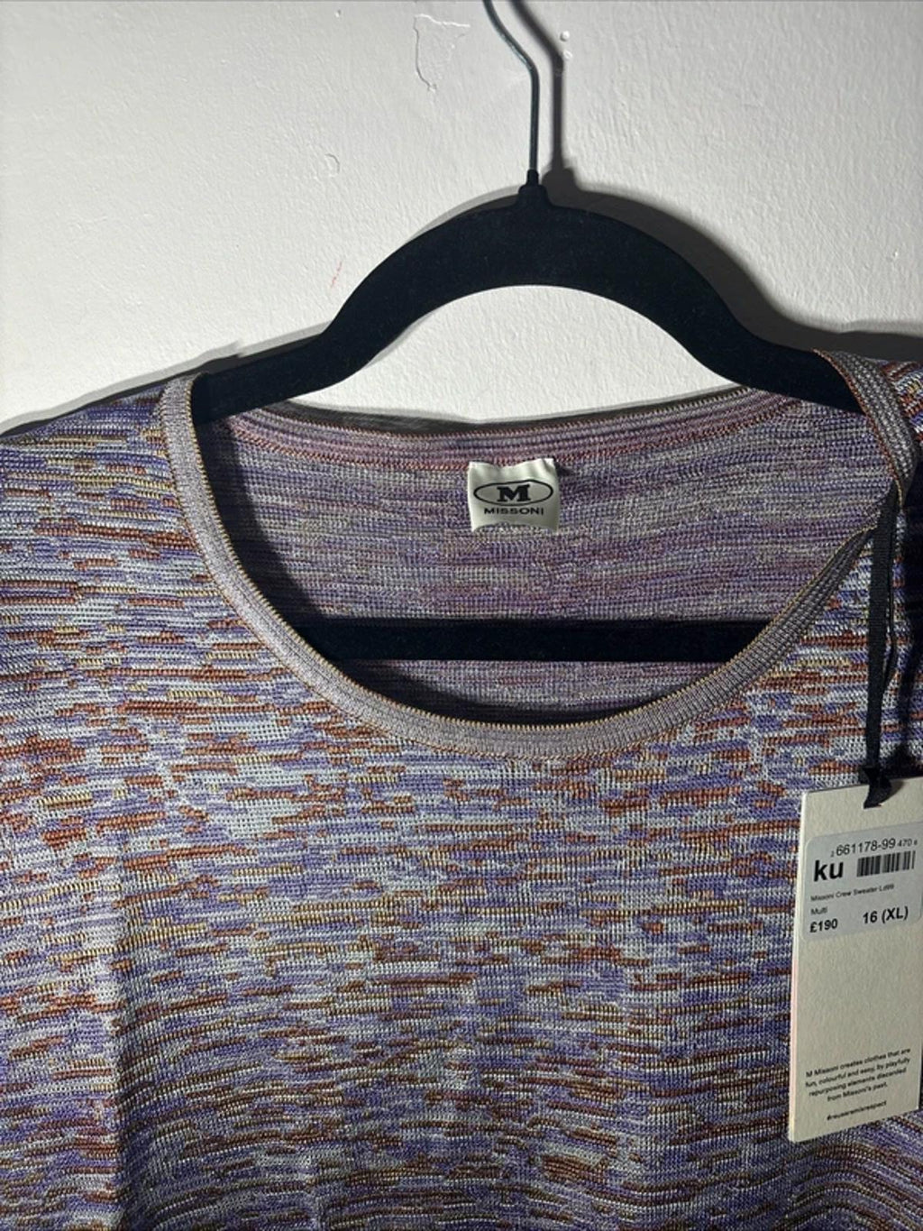 Missoni T-Shirt Multicoloured Crew Sweater Pattern Brand New Size 16 XL RRP £190