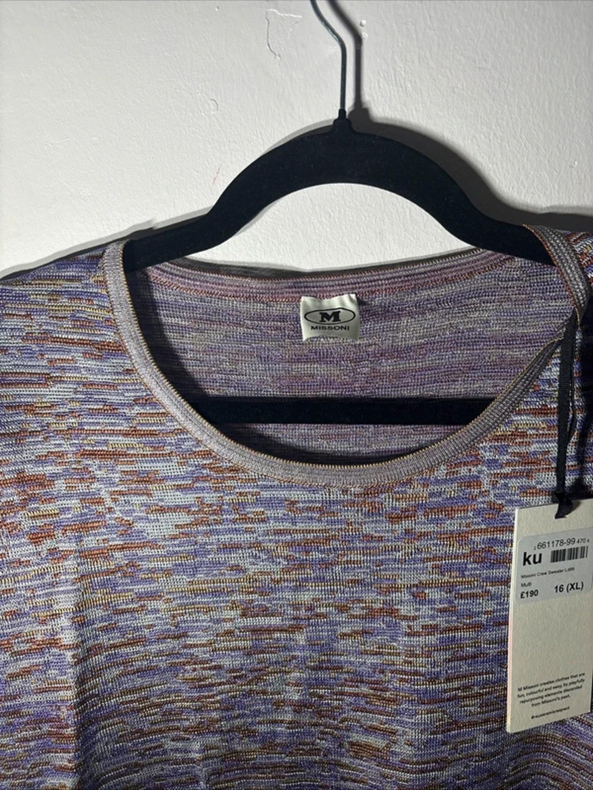 Missoni T-Shirt Multicoloured Crew Sweater Pattern Brand New Size 16 XL RRP £190