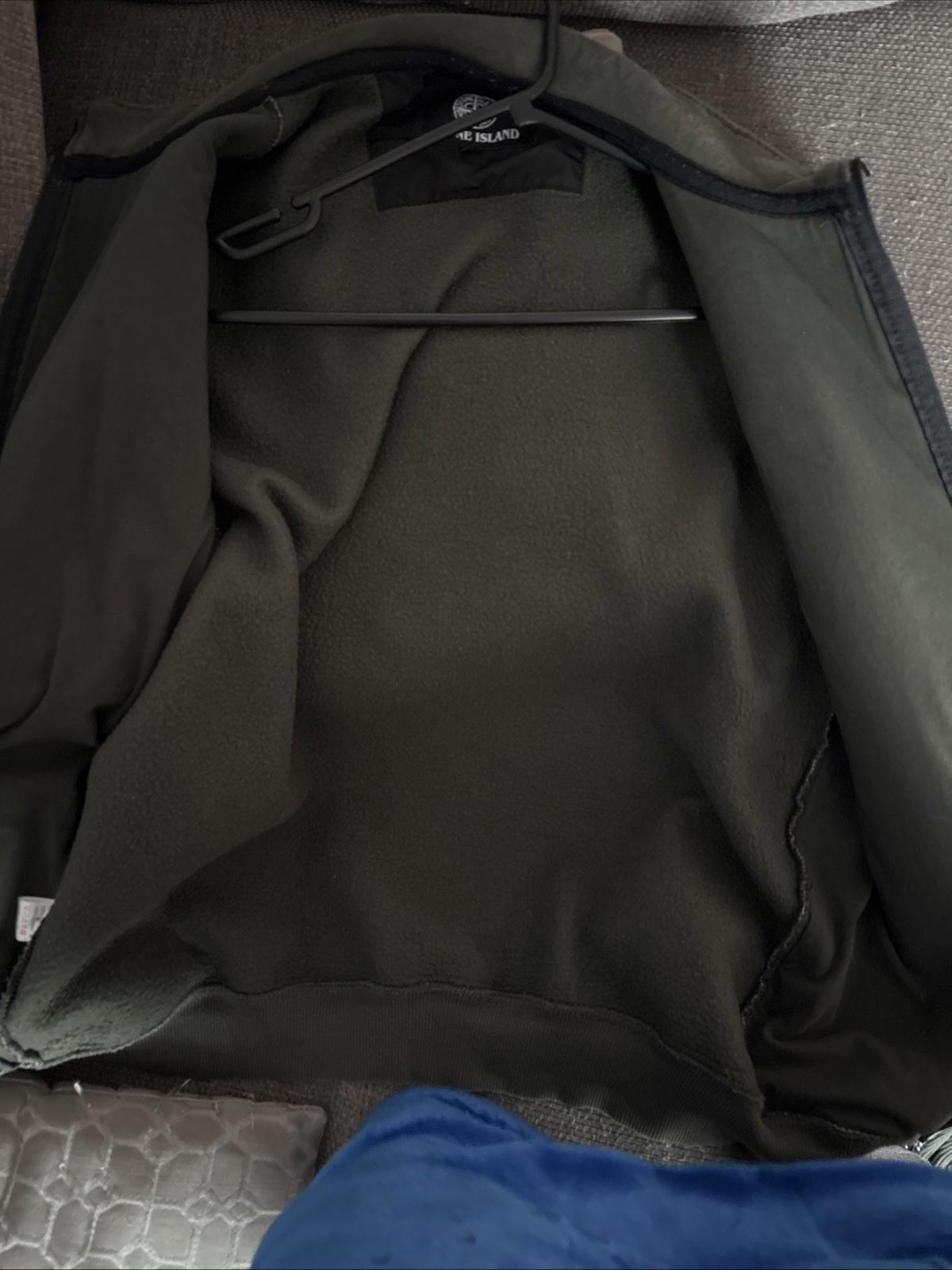 Vintage Stone Island Men’s Green Khaki XXL Full Zip Quilted Fleece Jacket Sweat