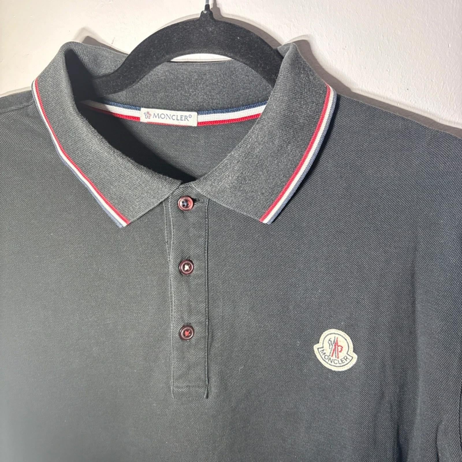 moncler black with red white blue detailing polo shirt tee top 3XL (fits XL)