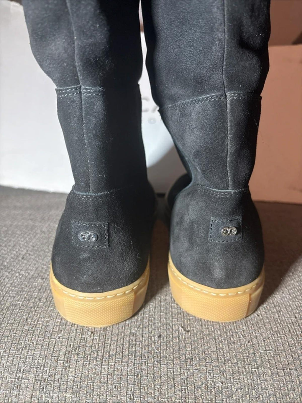 Escada Sport Black Suede Calfskin with A Fur Lining Size 5 UK (38) New with Box