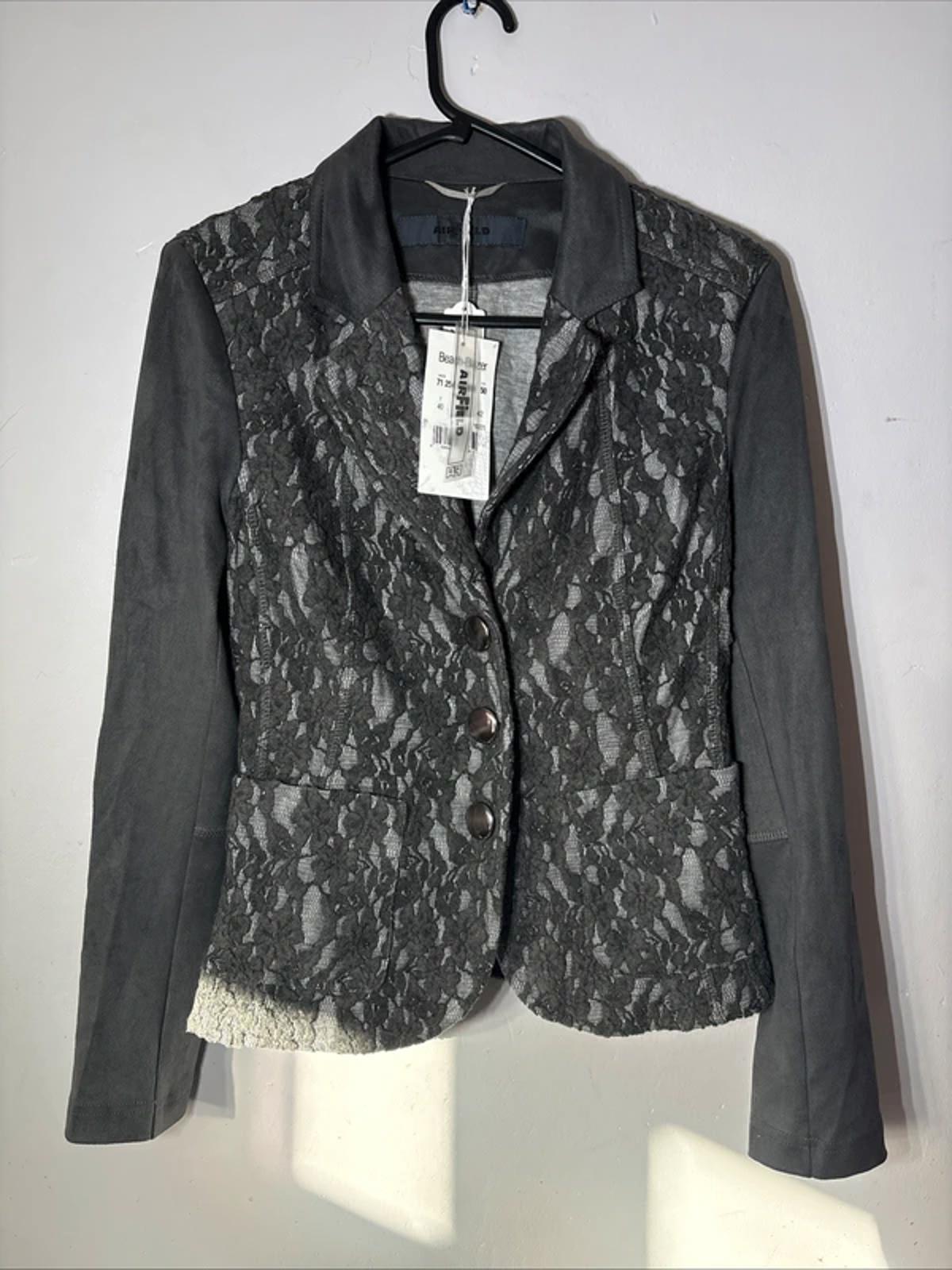 Airfield Beach Blazer Jacket Womens Size 10 UK EU 38 Grey Modal Cotton Blend New