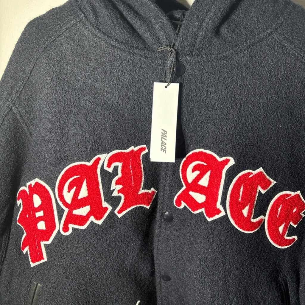 Palace navy FW24 hooded Varsity Jacket Size L 2024 Navy Brand New 100% authentic