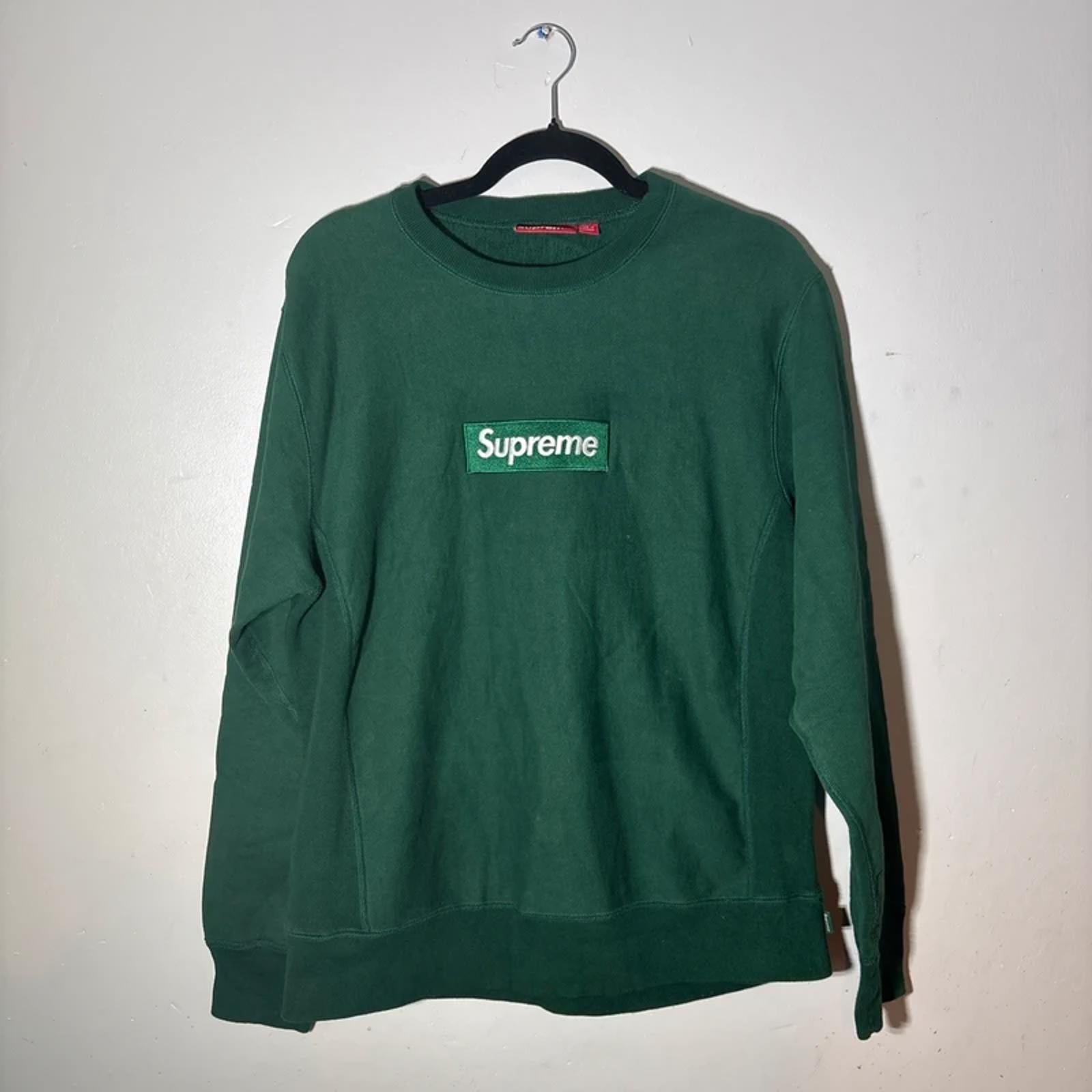Supreme Box Logo Bogo Crewneck Hoodie jumper sweatshirt Green Medium FW18 100% Authentic VGC