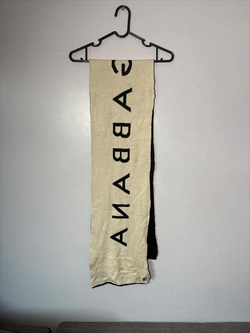 Dolce & Gabbana D&G 100% Lana Wool Scarf Black and Cream Large Logo