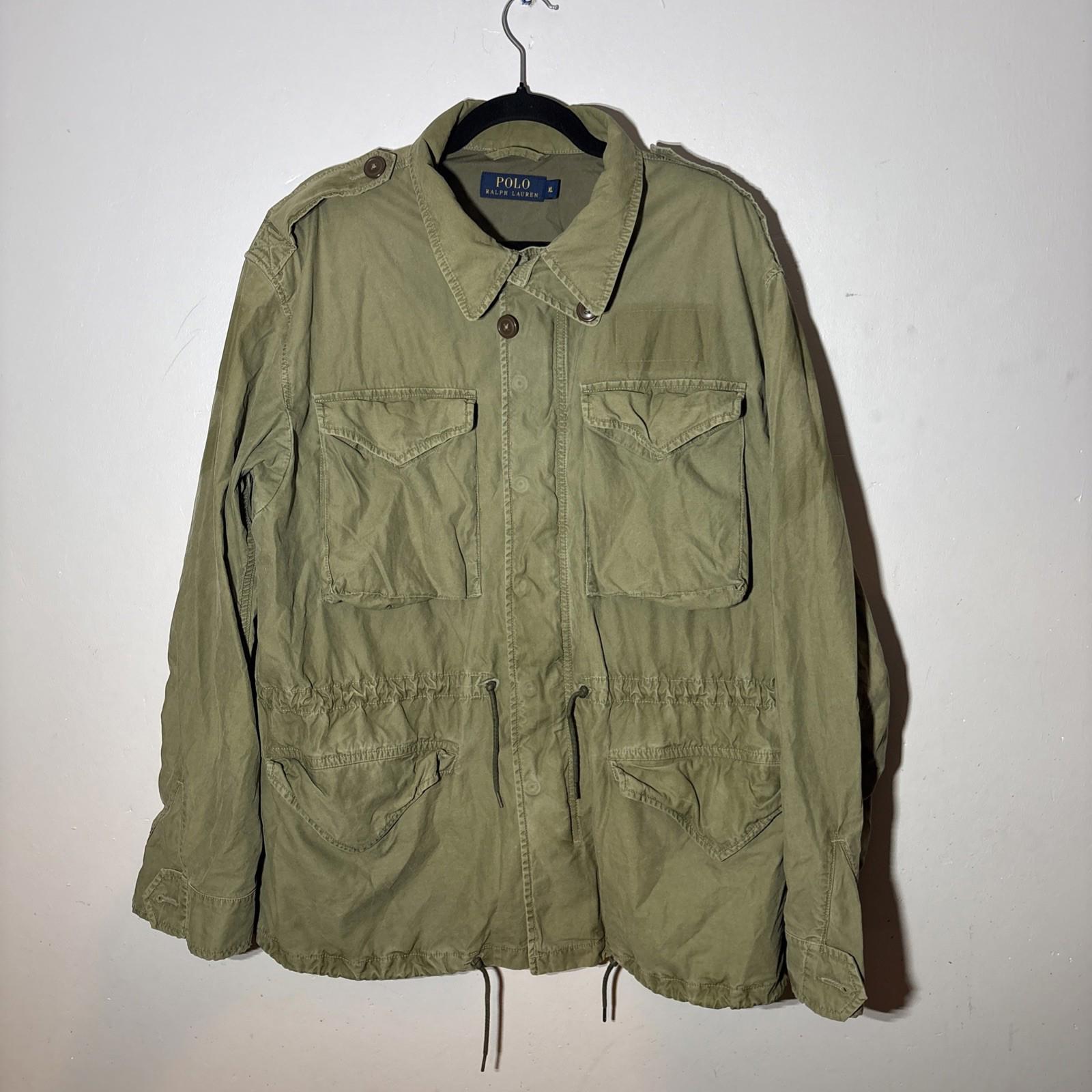 Polo Ralph Lauren olive khaki military combat field jacket guam 5TH squadron XL