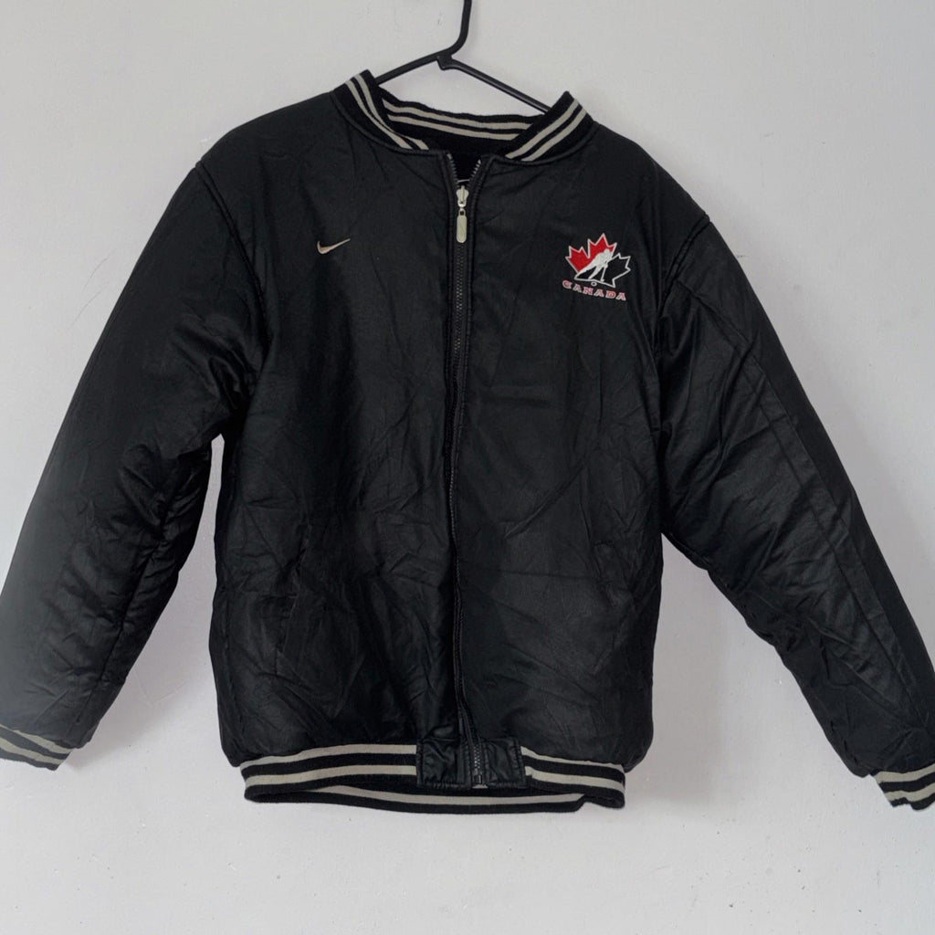 Nike NHL Canada Reversible Varsity Jacket Size XL Leather Sleeves Vintage