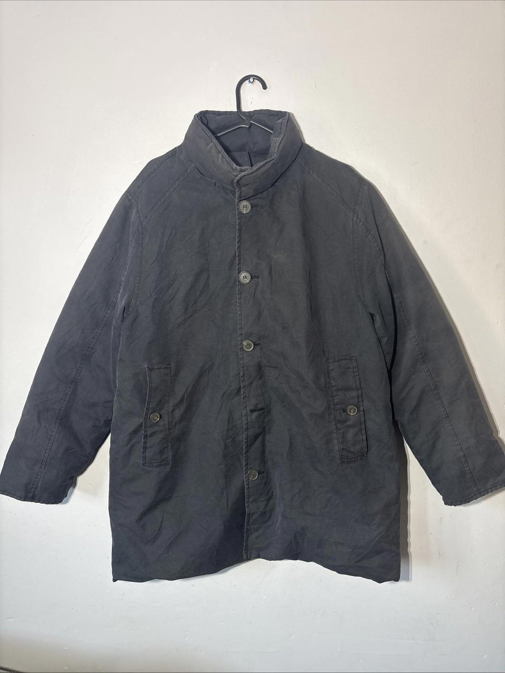 Vintage Moncler Size 2 Medium Navy Down Puffer Jacket Coat Missing Hood & Button