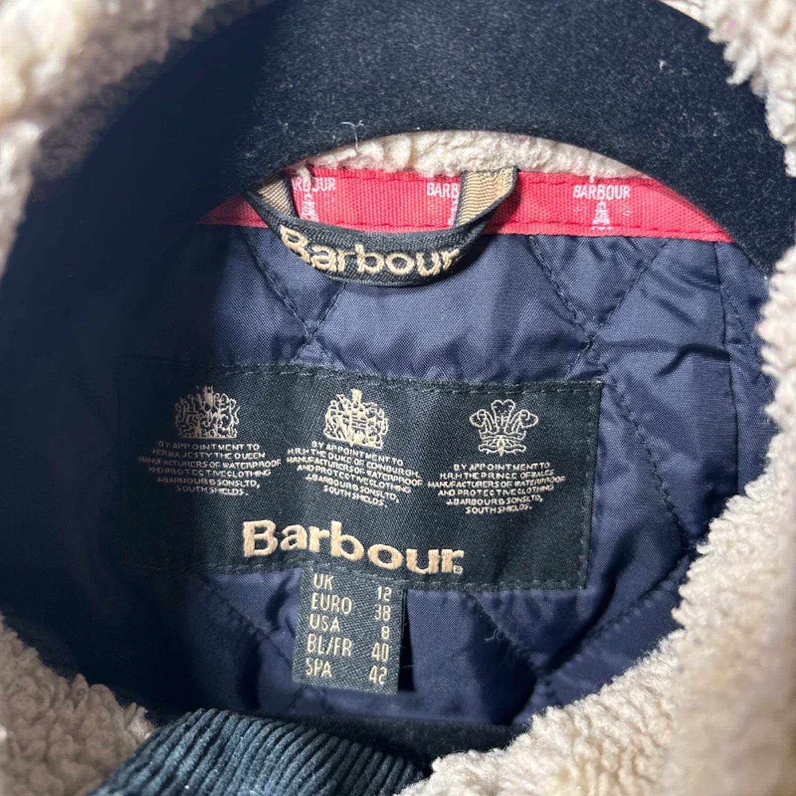 Barbour Bartlett Navy Waterproof Wax Fur Collar Country Jacket Coat Size UK 12