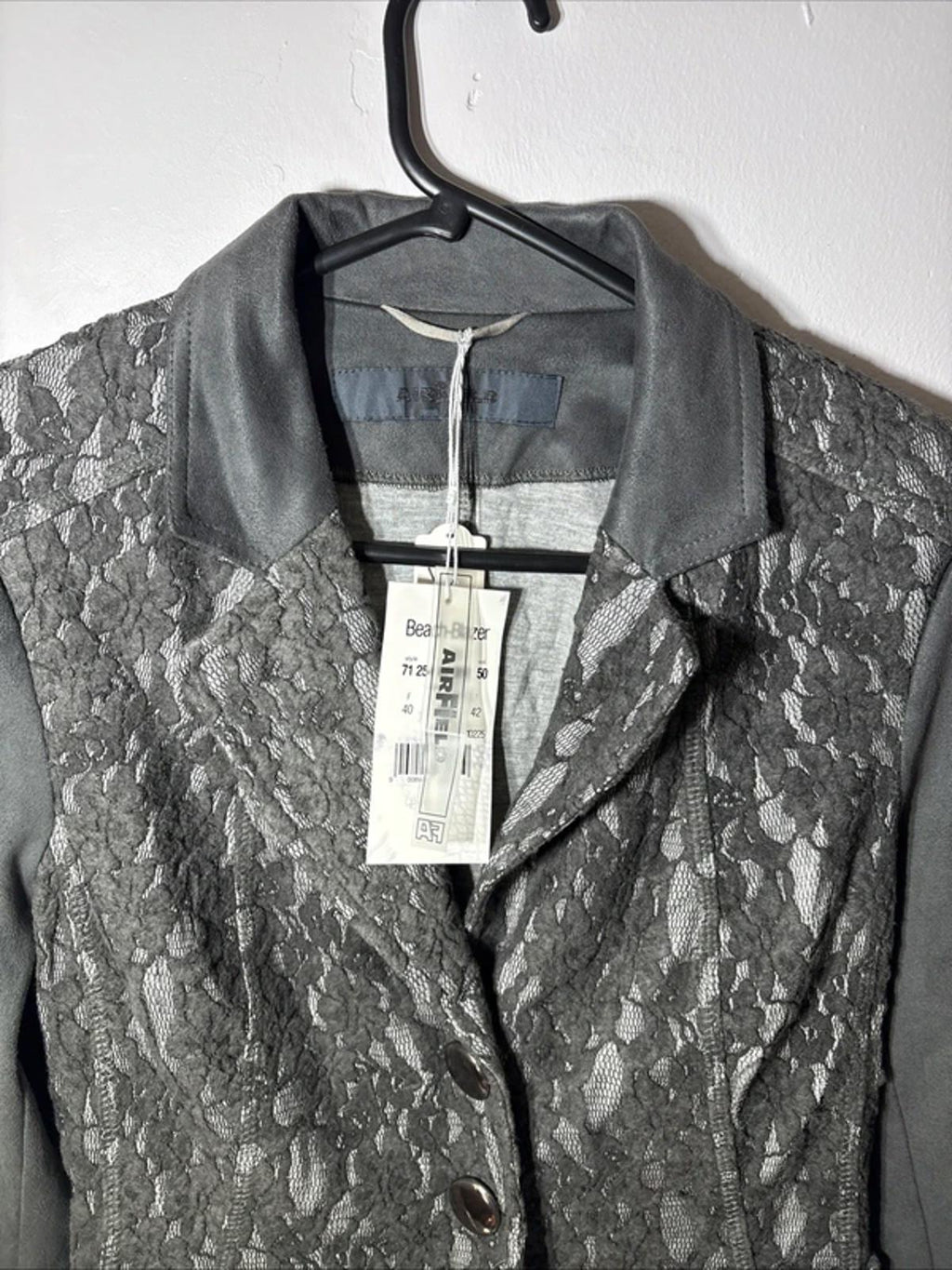 Airfield Beach Blazer Jacket Womens Size 10 UK EU 38 Grey Modal Cotton Blend New