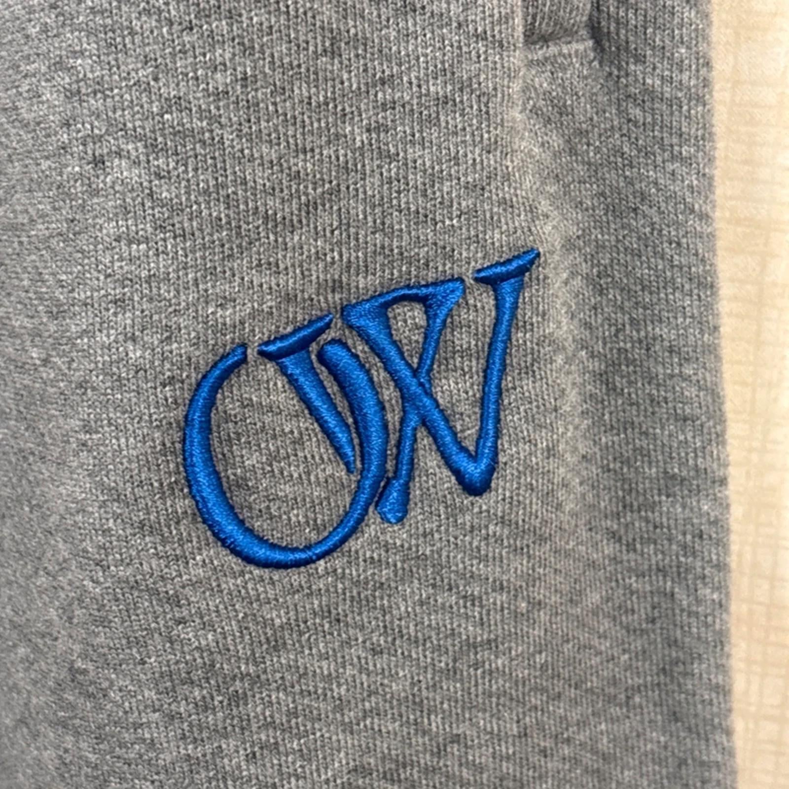 Off-White Logo Embroidered Joggers Track Pants Melange Grey Nautical Blue XS NWT