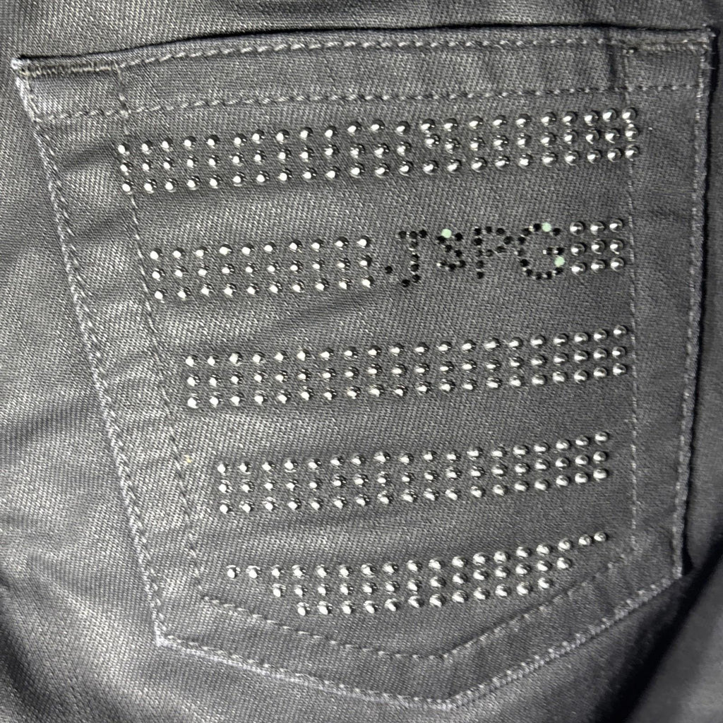 Jean Paul Gaultier Unisex black skinny jeans bedazzled entails back pocket w27