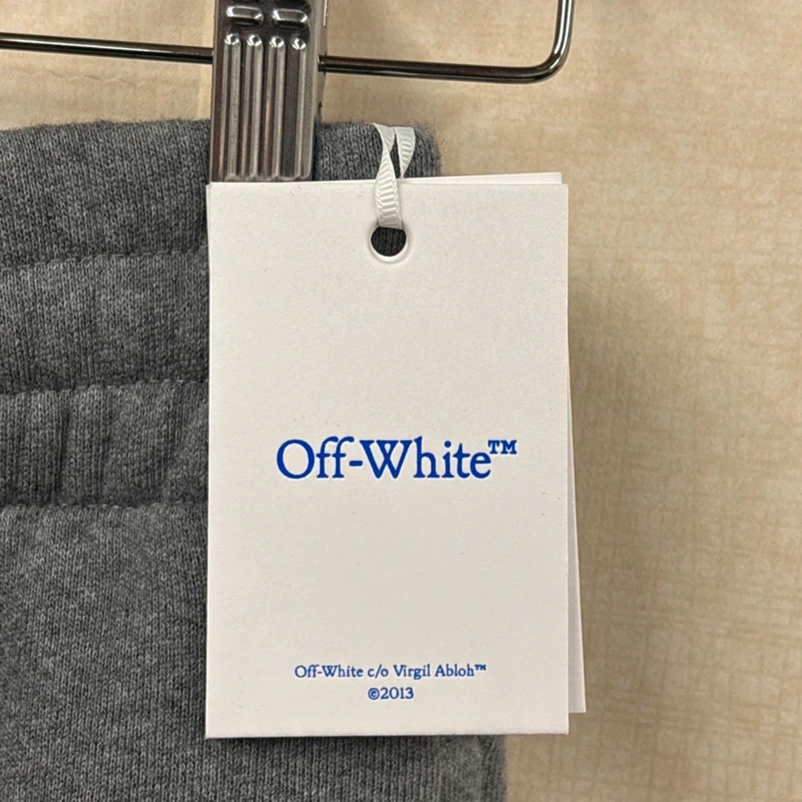 Off-White Logo Embroidered Joggers Track Pants Melange Grey Nautical Blue XS NWT