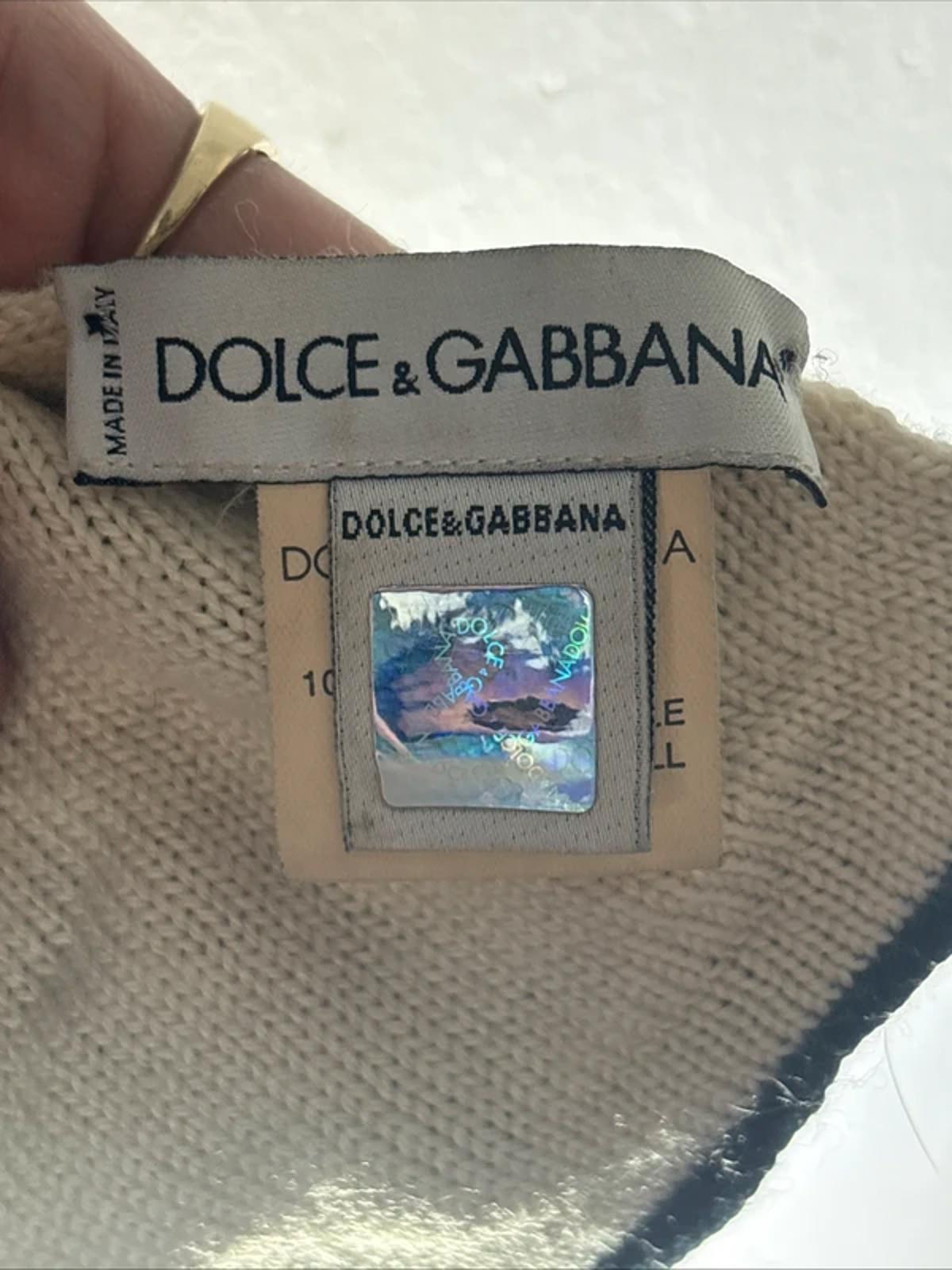 Dolce & Gabbana D&G 100% Lana Wool Scarf Black and Cream Large Logo