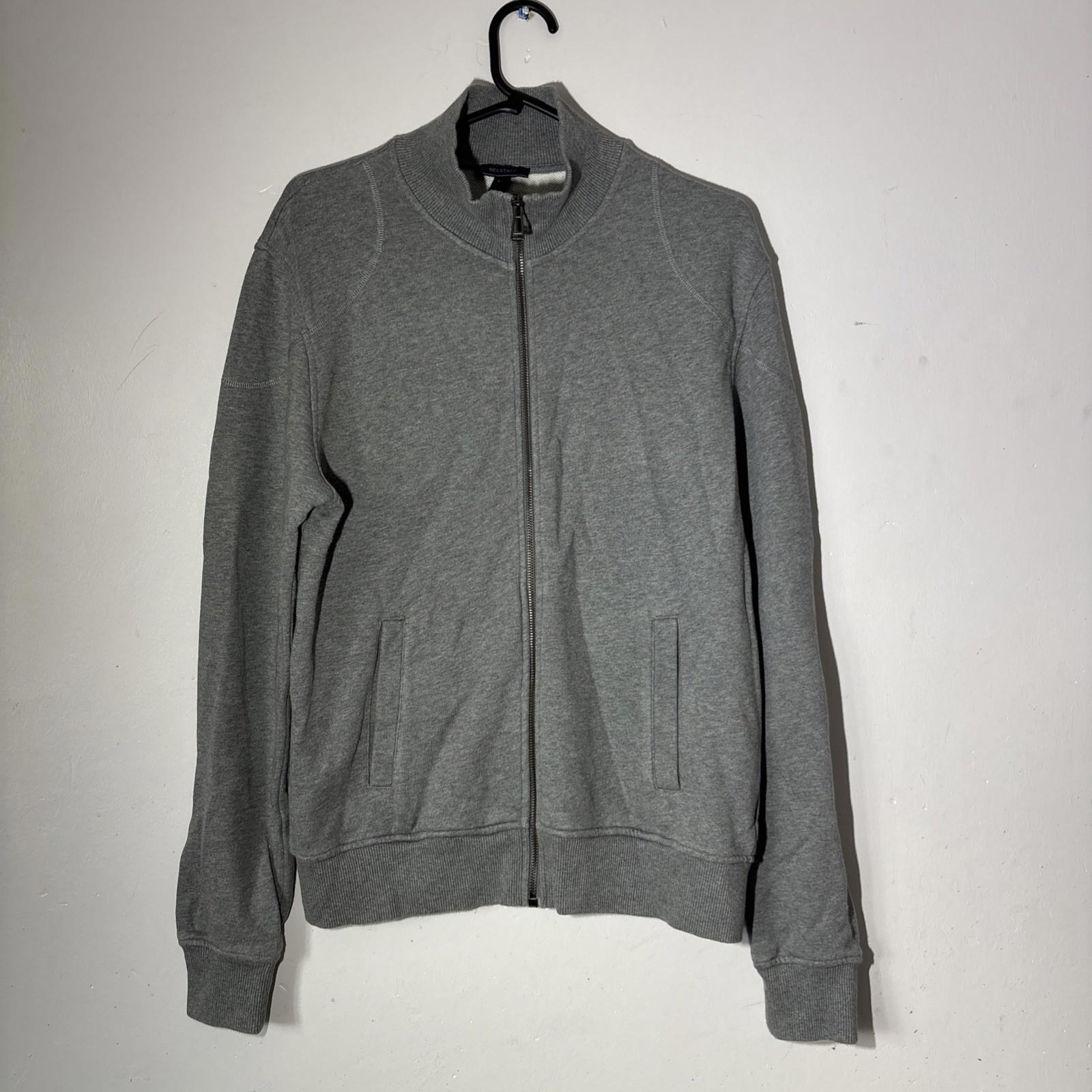 Belstaff men’s medium  grey funnel neck full zip with pockets and logo RRP145