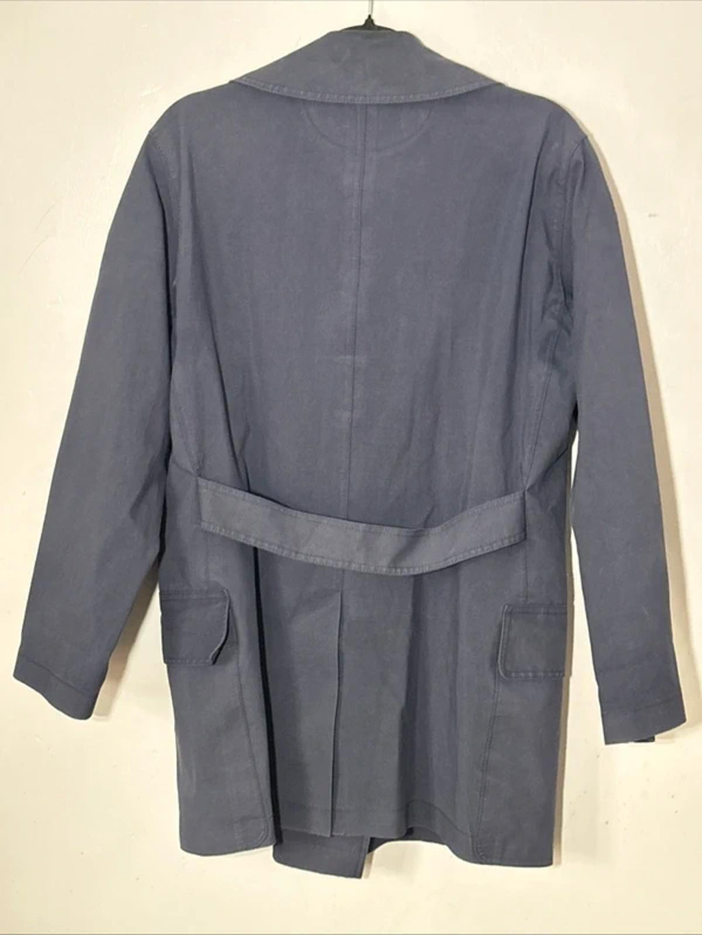 Hermès Paris Double Breasted Wax Cotton Trench Rain Coat L Navy Blue Martingale