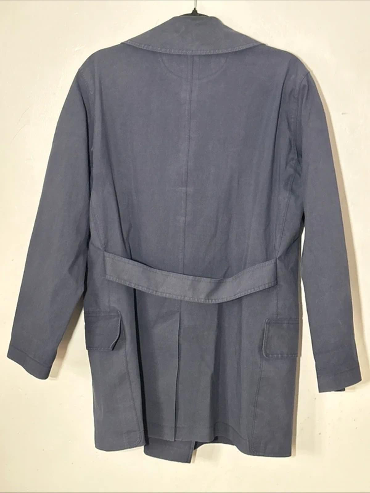 Hermès Paris Double Breasted Wax Cotton Trench Rain Coat L Navy Blue Martingale