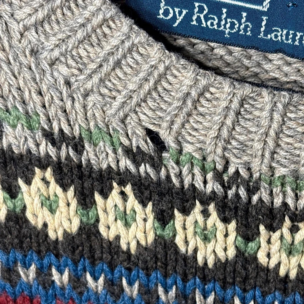 Polo Ralph Lauren Fairisle Cotton Jumper Sweater Snowflake Design Size L Large