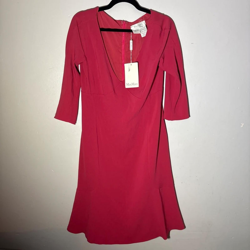 Maxmara Max Mara Dress Red Size 14 UK Made In Italy Triacetate Viscose BNWT
