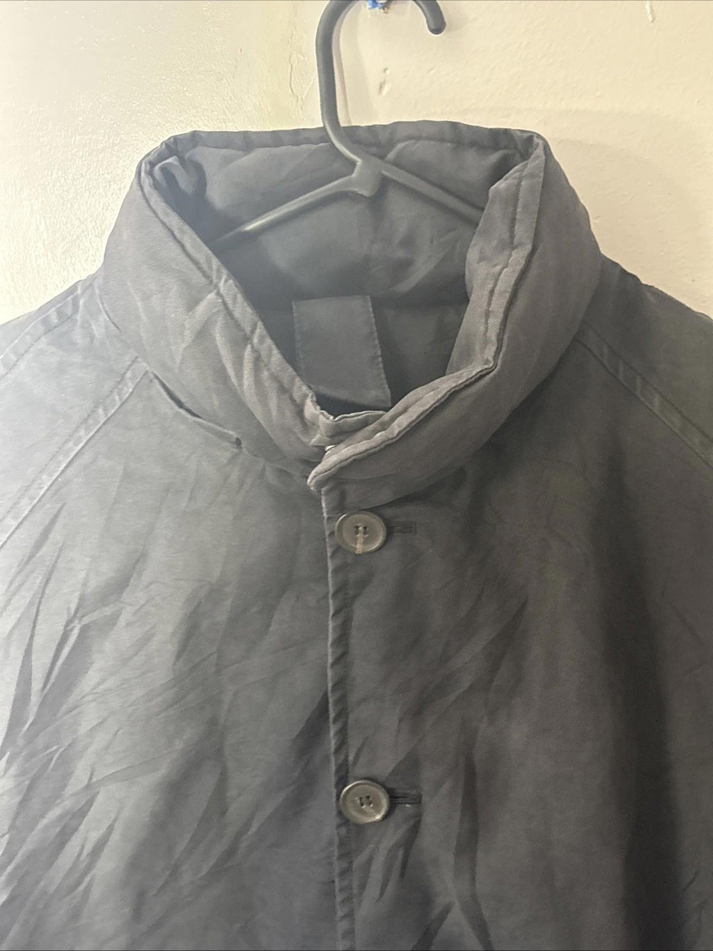 Vintage Moncler Size 2 Medium Navy Down Puffer Jacket Coat Missing Hood & Button