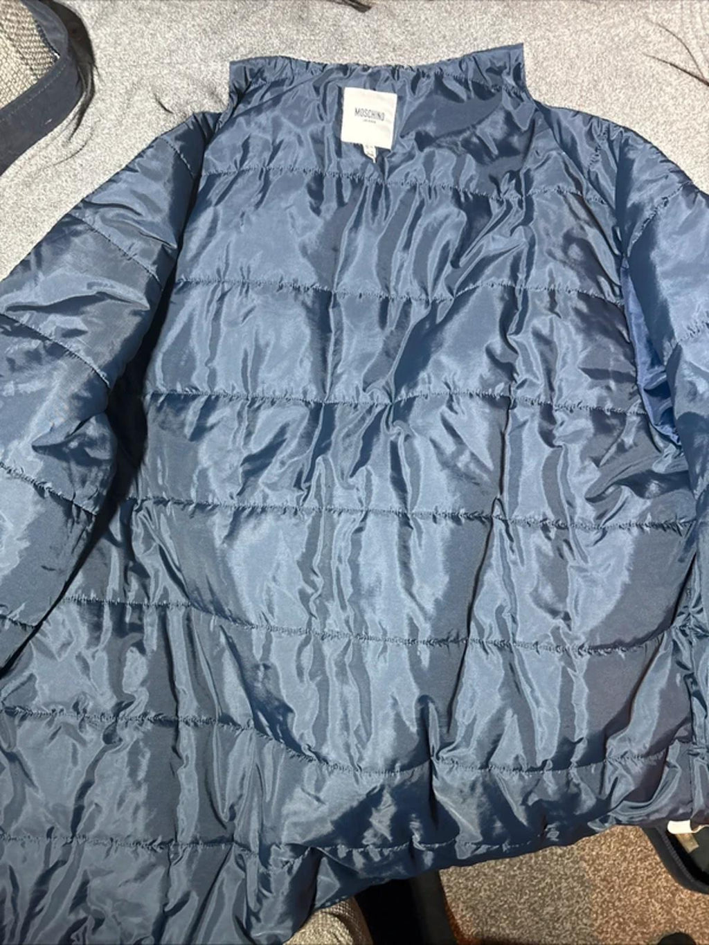 Moschino Jeans Navy Puffer Utility Techwear Jacket Fleece Colour Edge Size M 40