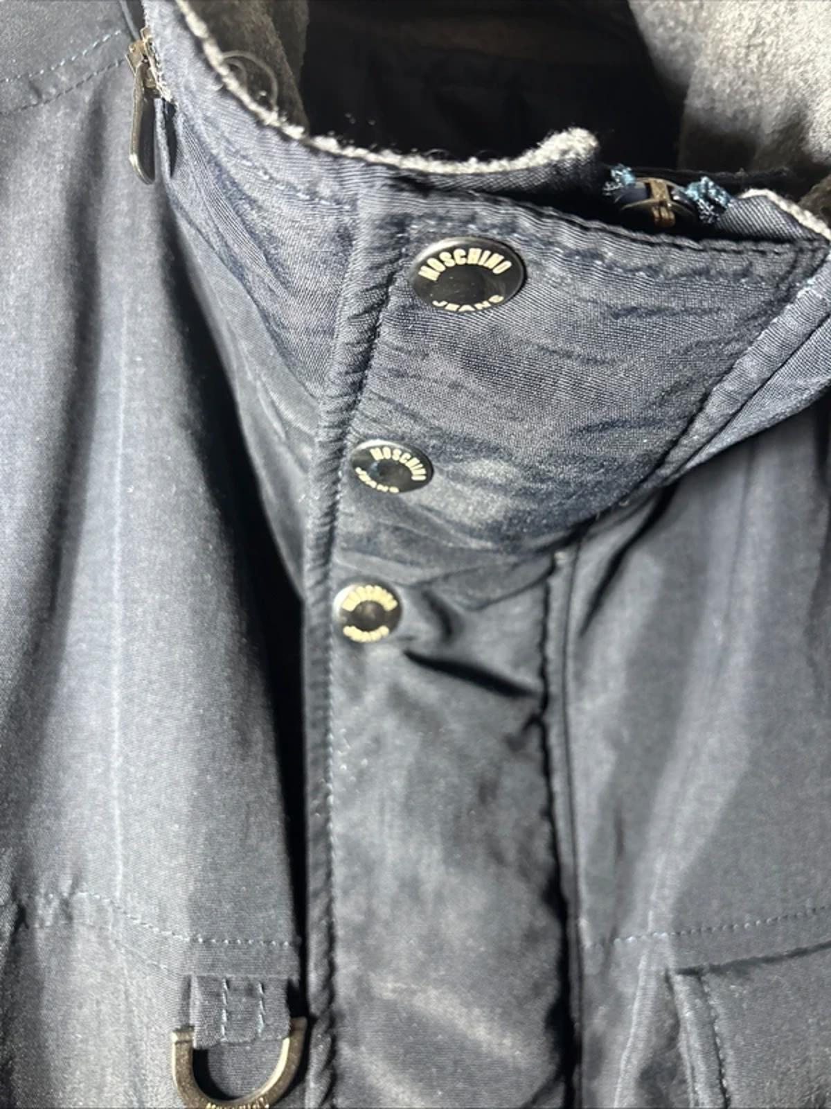 Moschino Jeans Navy Puffer Utility Techwear Jacket Fleece Colour Edge Size M 40
