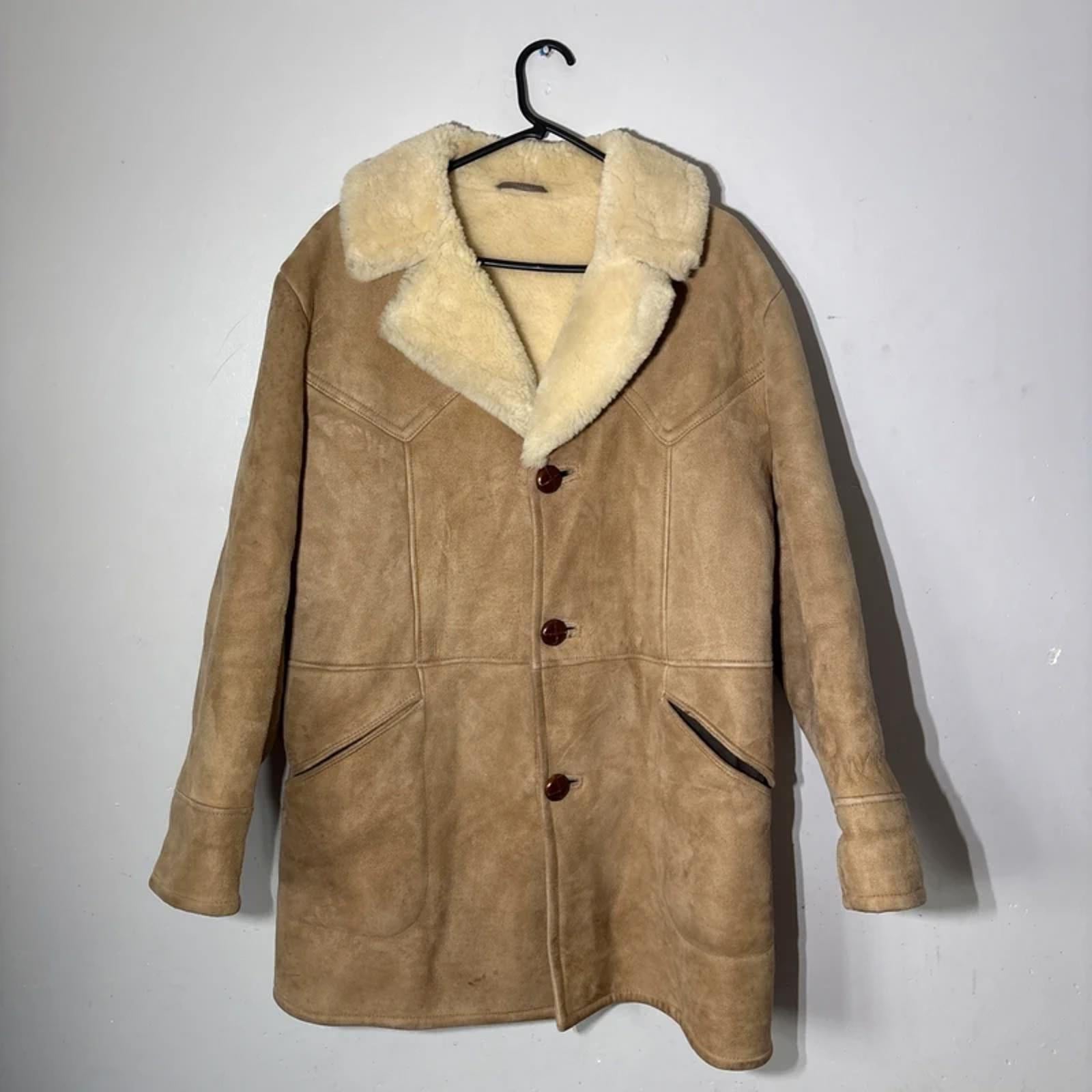 D.T Bayliss & son ltd vintage brown sheepskin coat 16UK suede outer