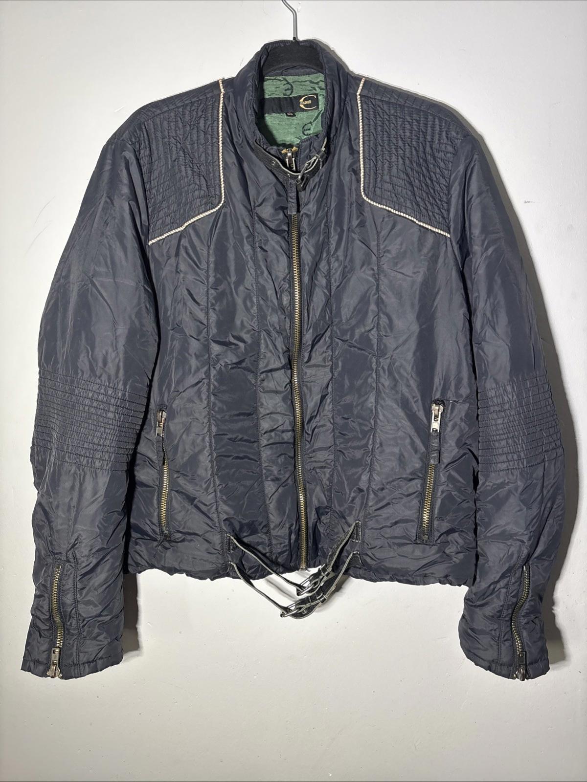 Just Cavalli Archive Biker Jacket Anthracite Blue Women's Size L (50 IT) VGC