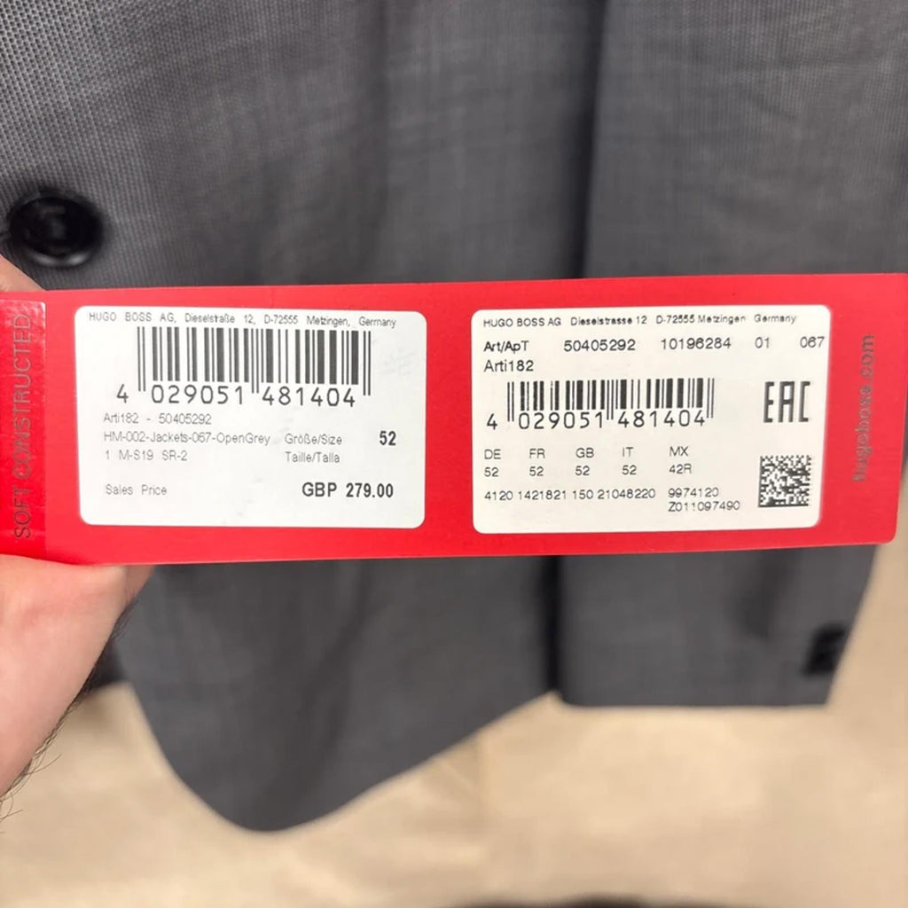 Hugo Boss Red Label Grey Suit Jacket Blazer Size 52UK Extra Slim Fit RRP £279