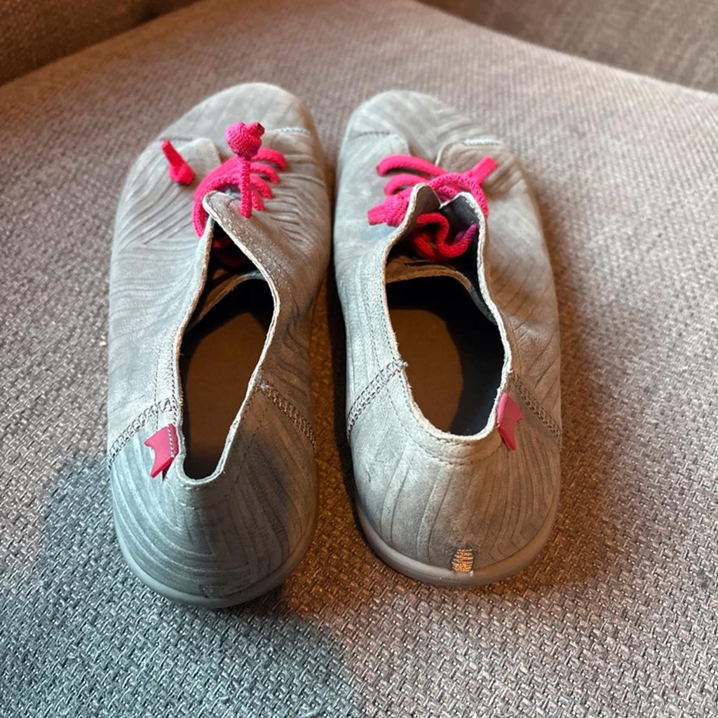 Camper Peu Twins grey nubuck shoes neon pink elastic laces Grey Size 8 (41)
