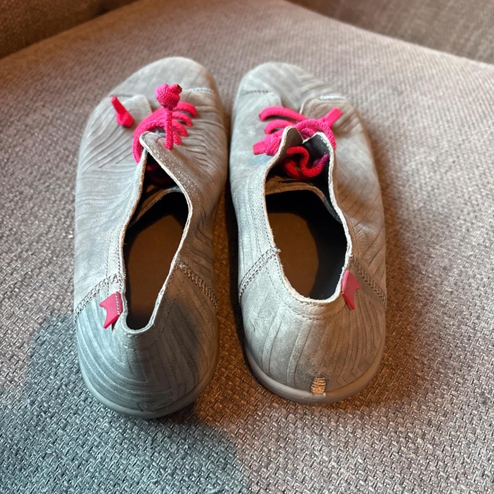 Camper Peu Twins grey nubuck shoes neon pink elastic laces Grey Size 8 (41)