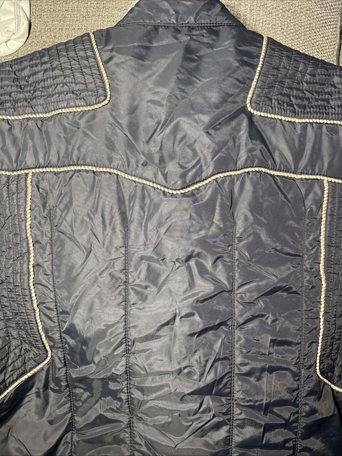 Just Cavalli Archive Biker Jacket Anthracite Blue Women's Size L (50 IT) VGC