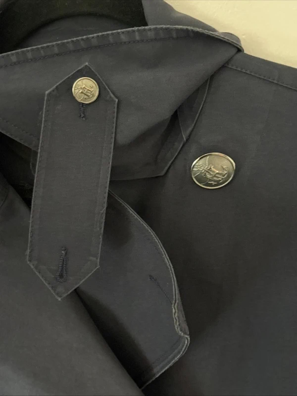 Hermès Paris Double Breasted Wax Cotton Trench Rain Coat L Navy Blue Martingale