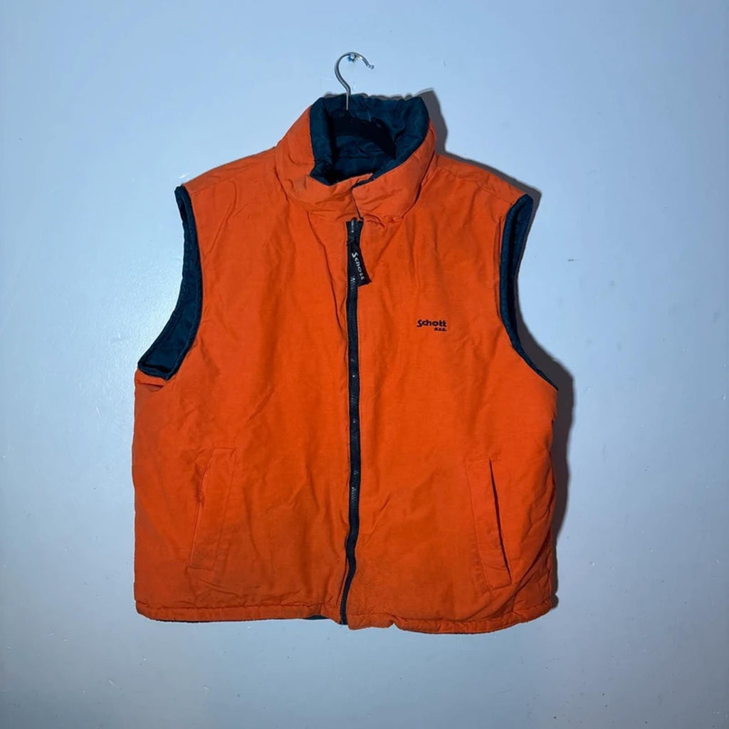 Schott NYC Reversible Nylon Vest Puffer Gilet Body warmer Men’s Size L Large VGC