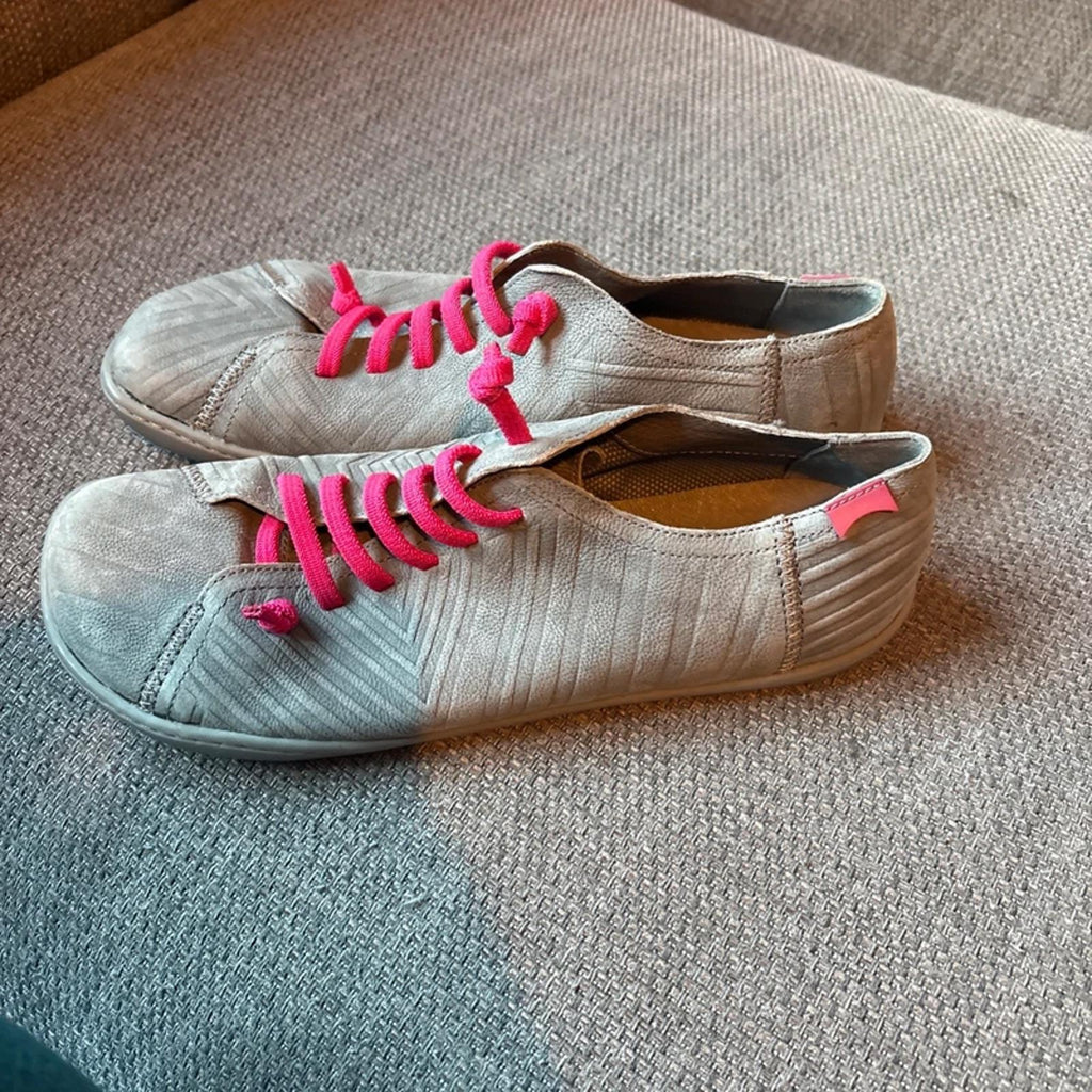 Camper Peu Twins grey nubuck shoes neon pink elastic laces Grey Size 8 (41)
