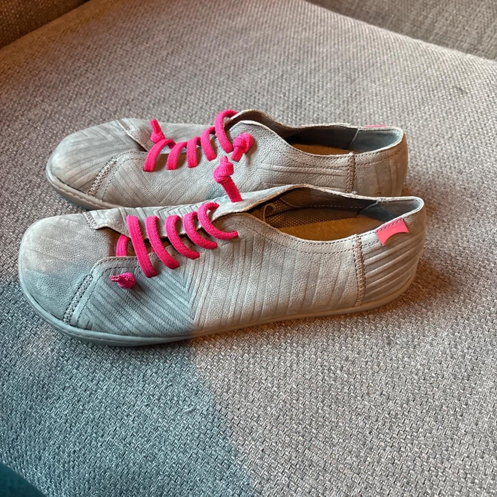 Camper Peu Twins grey nubuck shoes neon pink elastic laces Grey Size 8 (41)