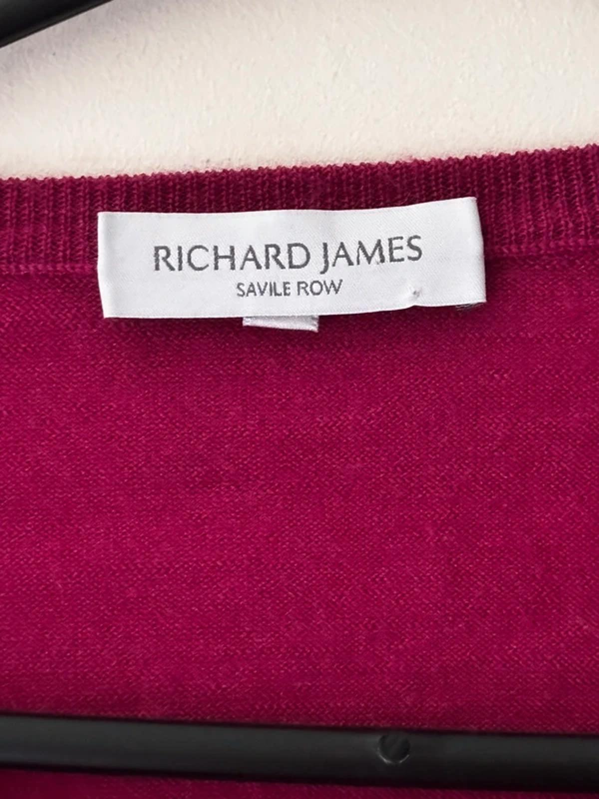 Richard James 100% Marino V Neck Jumper - Size Large