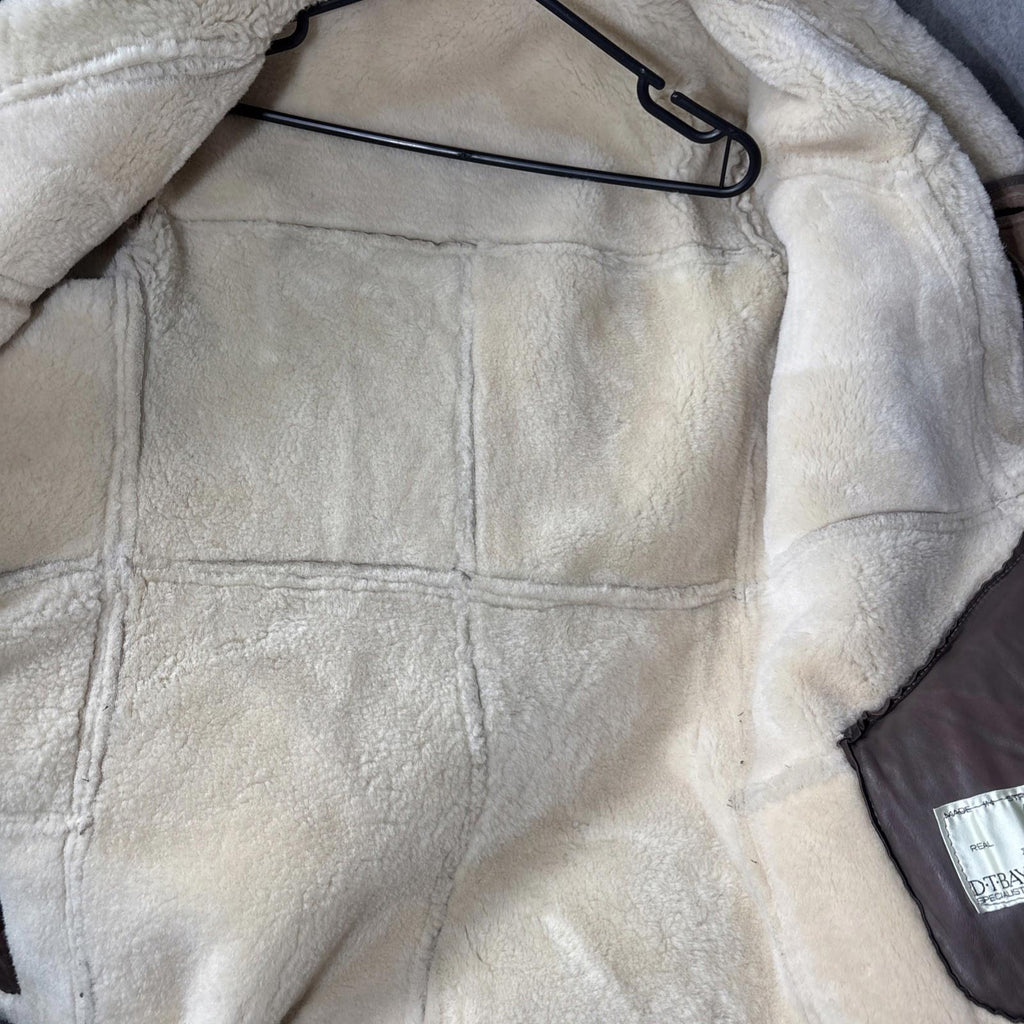 D.T BAYLISS & SON LTD VINTAGE WOMEN'S BROWN SHEEPSKIN COAT SIZE 16UK suede outer